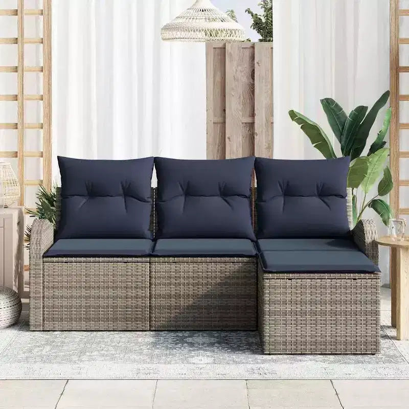 vidaXL Salon de jardin avec coussins 4 pcs Résine tressée marron