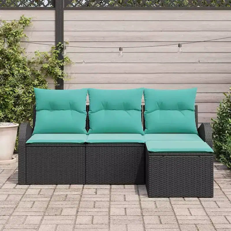vidaXL Salon de jardin avec coussins 4 pcs Résine tressée marron