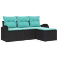 vidaXL Salon de jardin avec coussins 4 pcs Résine tressée marron
