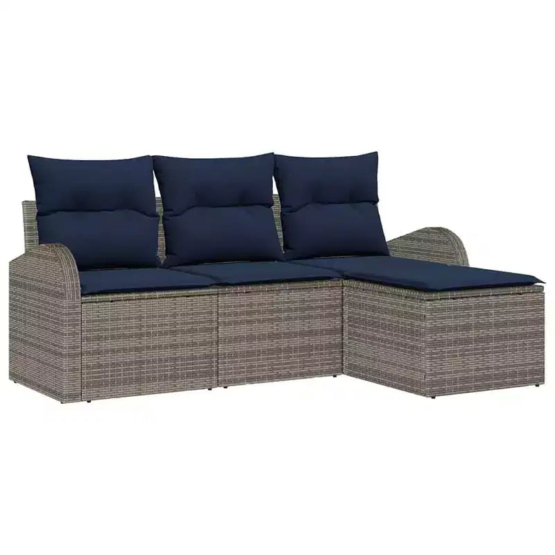 vidaXL Salon de jardin avec coussins 4 pcs Résine tressée marron