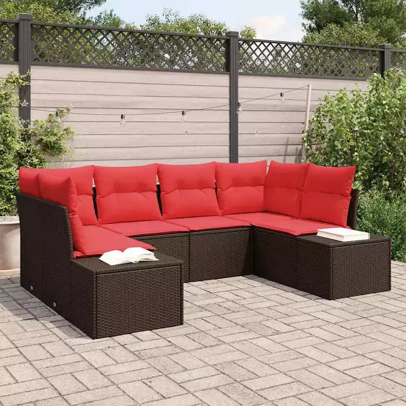 vidaXL Salon de jardin avec coussins 6 pcs Résine tressée marron
