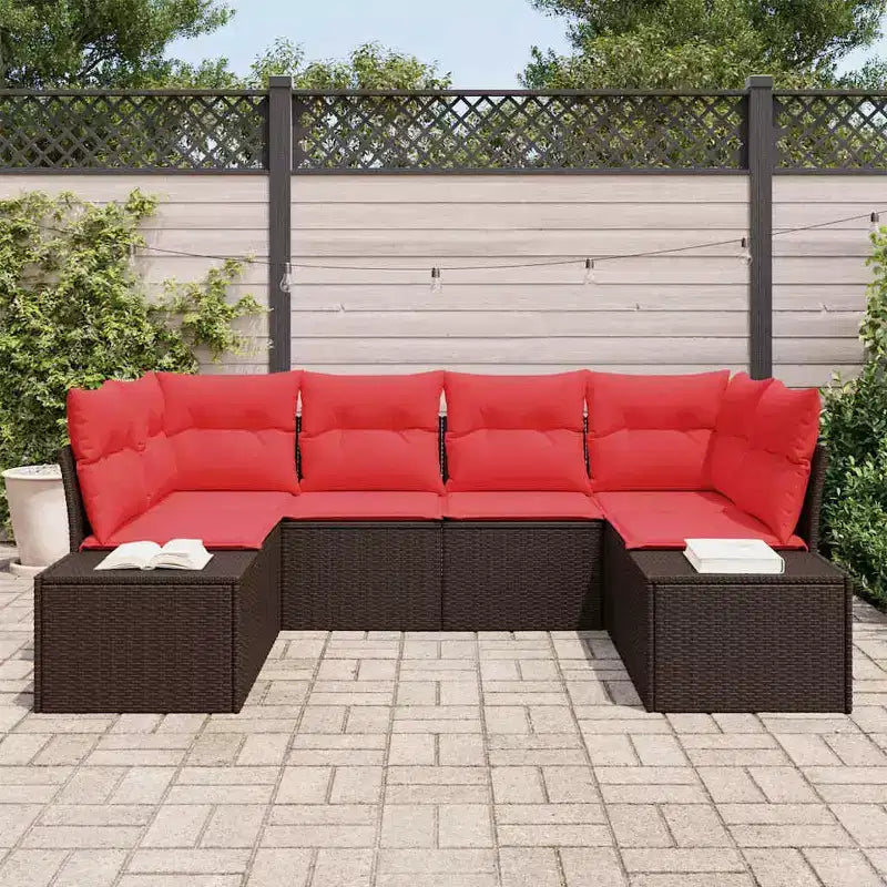 vidaXL Salon de jardin avec coussins 6 pcs Résine tressée marron