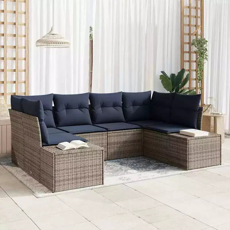 vidaXL Salon de jardin avec coussins 6 pcs Résine tressée marron