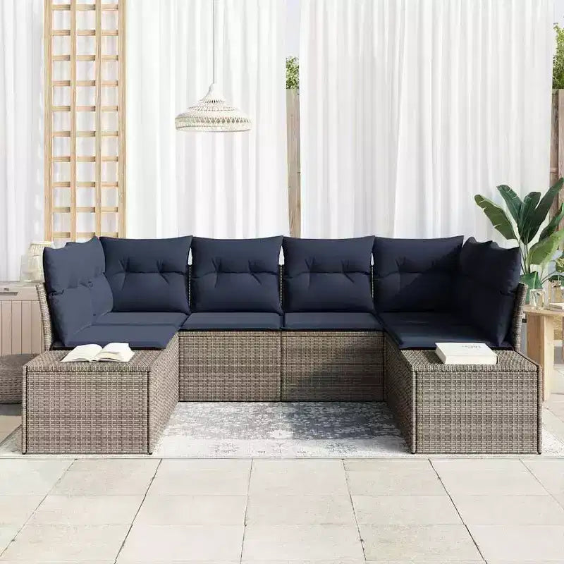 vidaXL Salon de jardin avec coussins 6 pcs Résine tressée marron