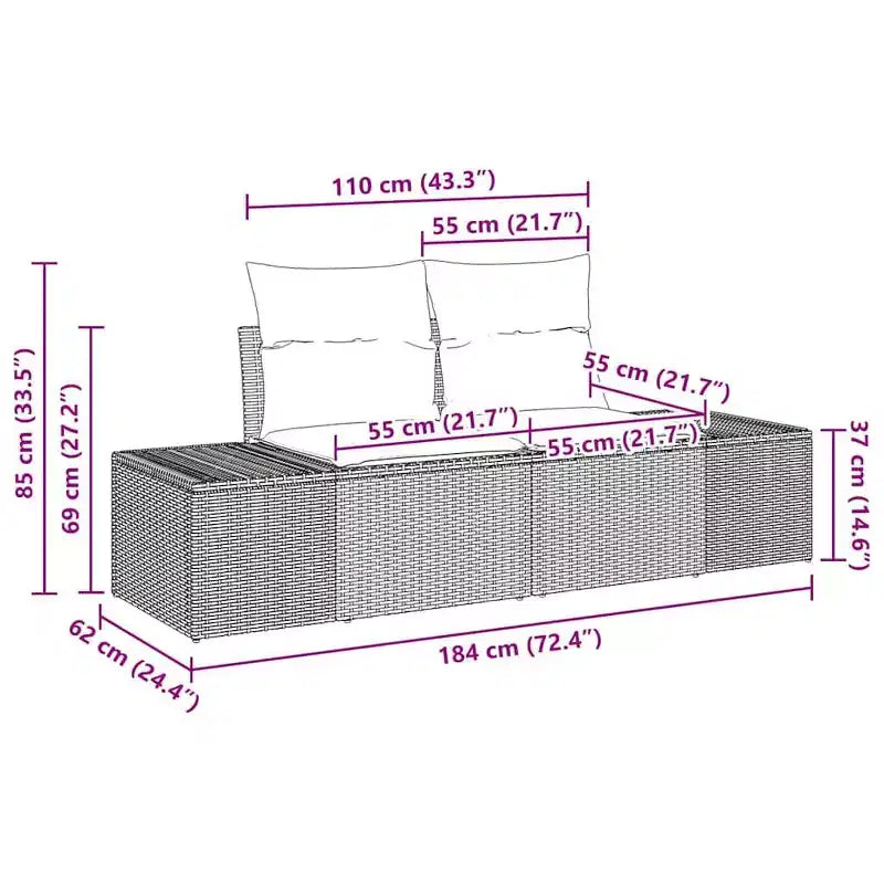 vidaXL Salon de jardin avec coussins 8 pcs Résine tressée