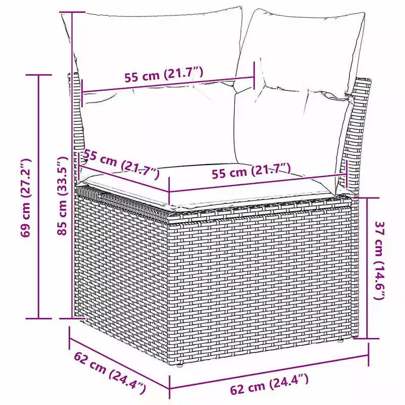 vidaXL Salon de jardin avec coussins 8 pcs Résine tressée