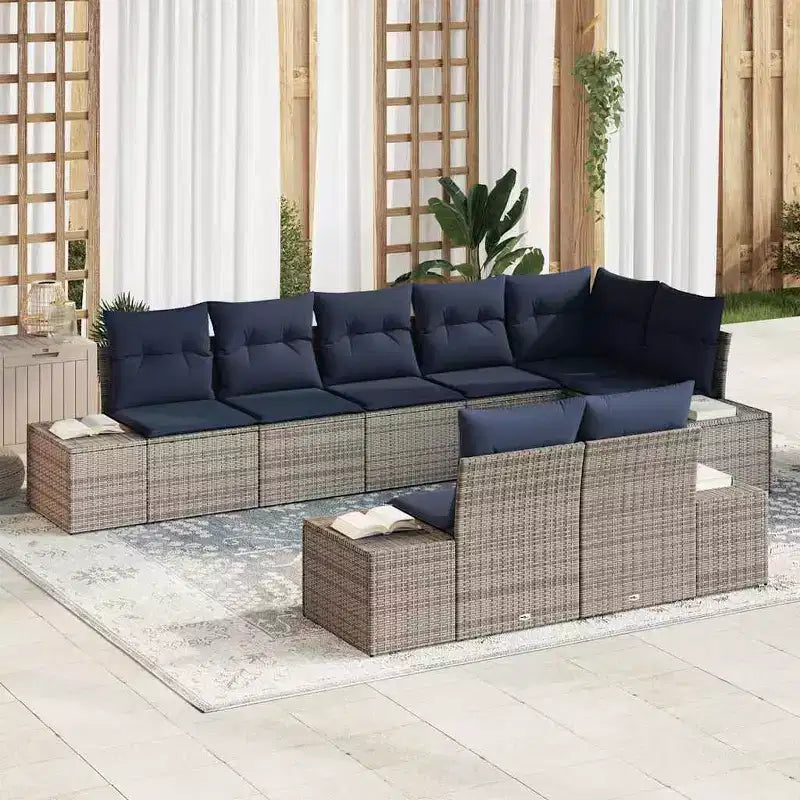 vidaXL Salon de jardin avec coussins 8 pcs Résine tressée