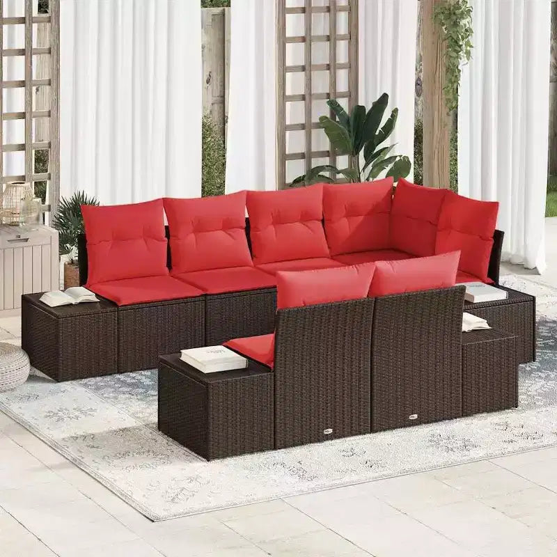 vidaXL Salon de jardin avec coussins 7 pcs Résine tressée marron