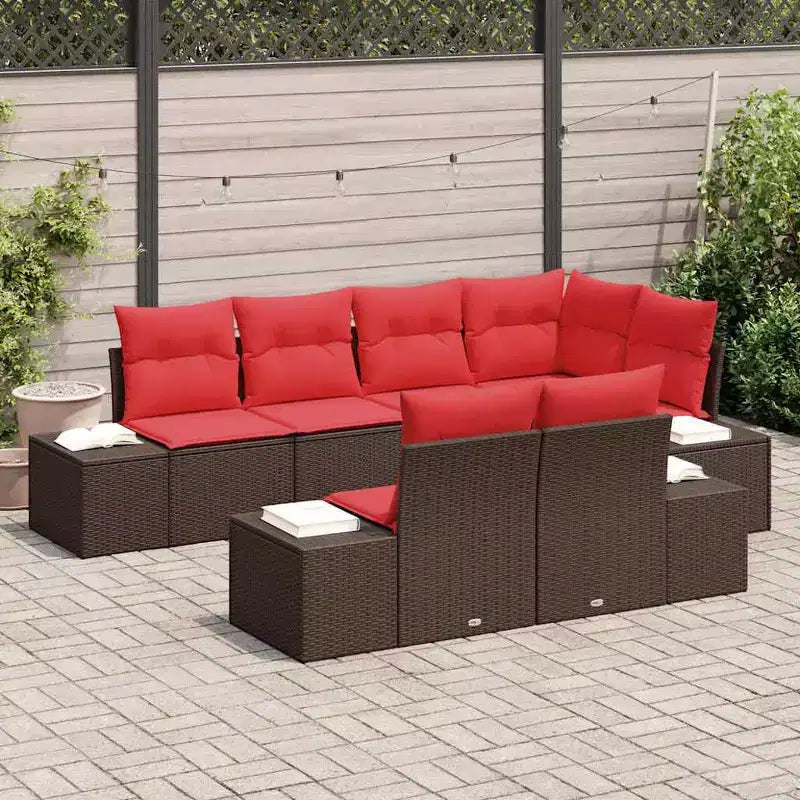 vidaXL Salon de jardin avec coussins 7 pcs Résine tressée marron