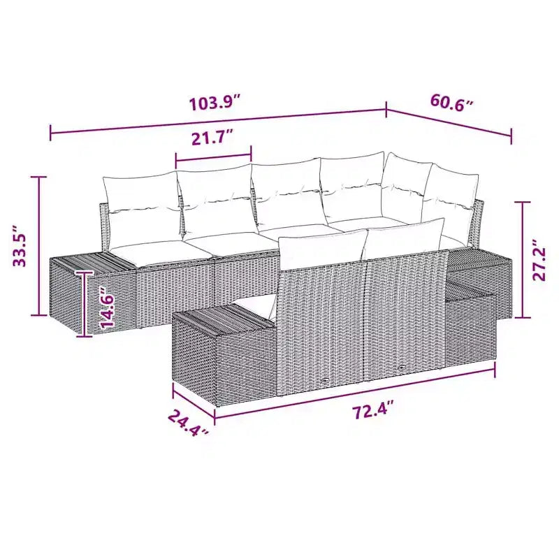 vidaXL Salon de jardin avec coussins 7 pcs Résine tressée marron