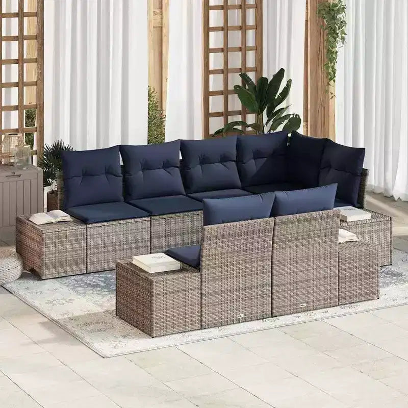 vidaXL Salon de jardin avec coussins 7 pcs Résine tressée marron