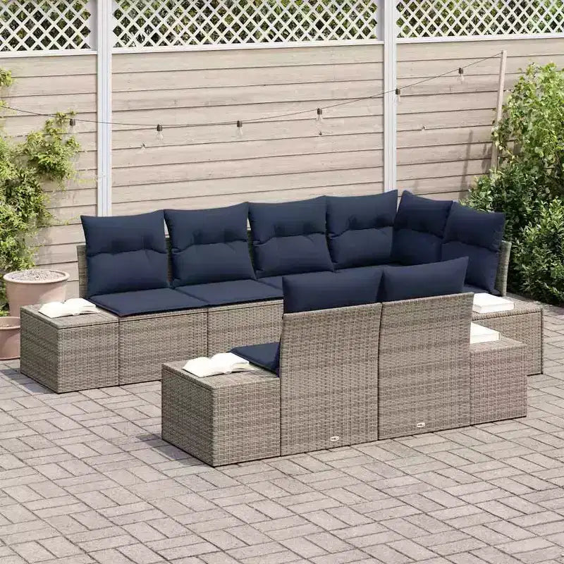 vidaXL Salon de jardin avec coussins 7 pcs Résine tressée marron