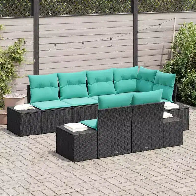 vidaXL Salon de jardin avec coussins 7 pcs Résine tressée marron