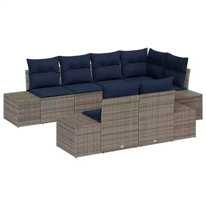 vidaXL Salon de jardin avec coussins 7 pcs Résine tressée marron
