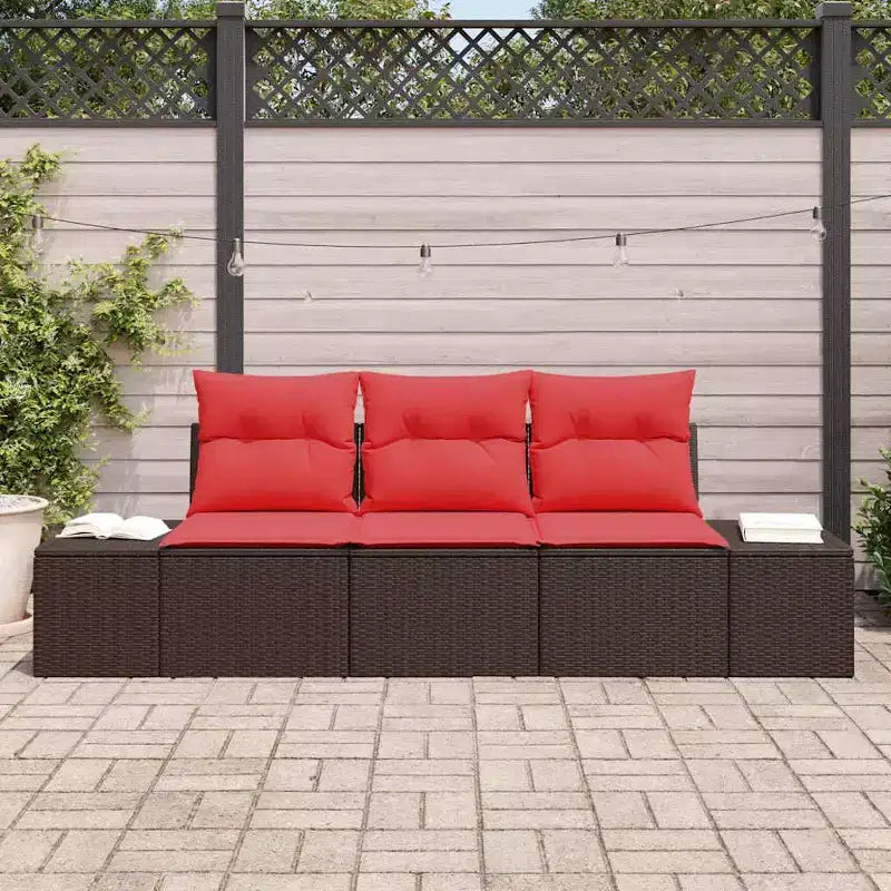 vidaXL Salon de jardin 3 pcs Résine tressée Marron