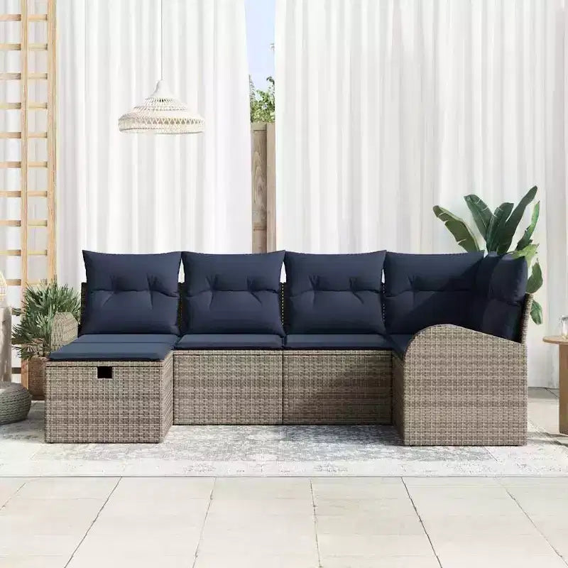 vidaXL Salon de jardin 6 pcs marron et rouge 234 x 124 x 85 cm