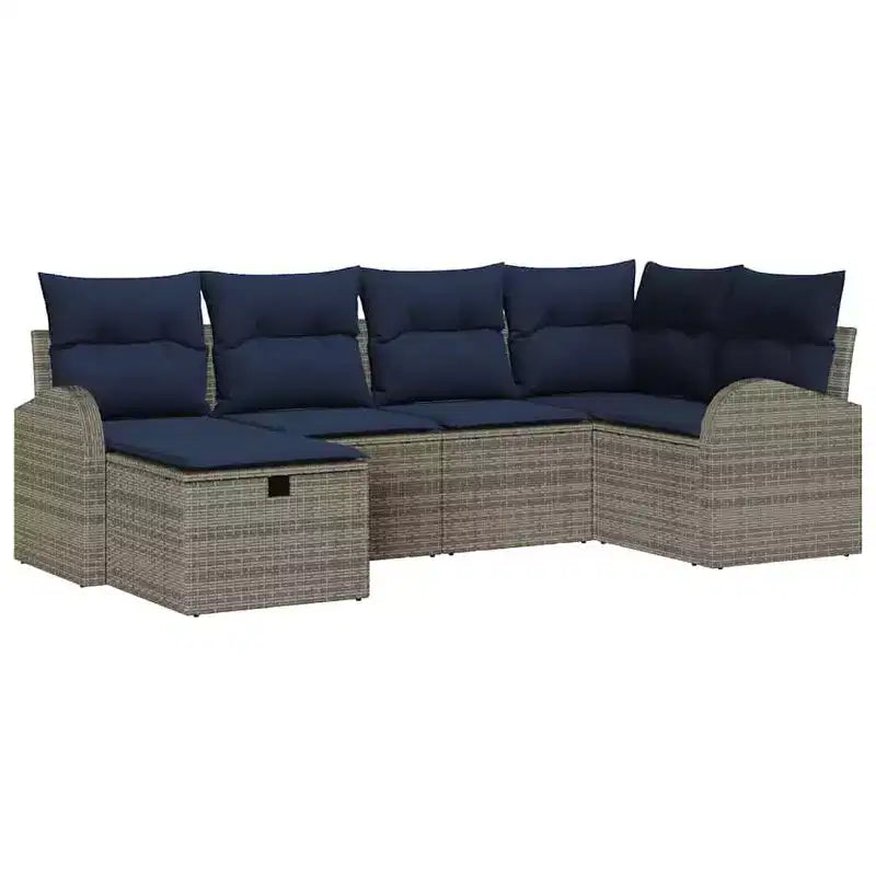 vidaXL Salon de jardin 6 pcs marron et rouge 234 x 124 x 85 cm