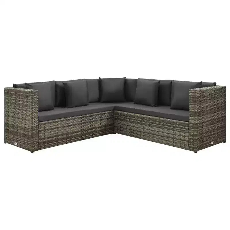 vidaXL Salon de jardin 4 pièces avec canapé modulable et table basse en rotin - Marron