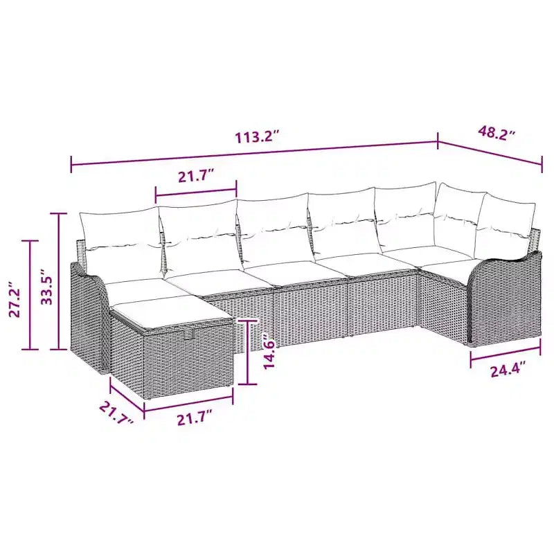 vidaXL Salon de jardin 7 pcs Marron et rouge 287,5 x 122,5 x 85 cm - Marron et rouge sans table