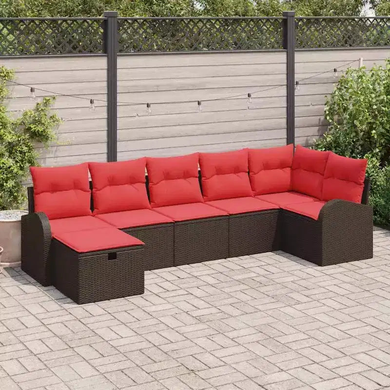 vidaXL Salon de jardin 7 pcs Marron et rouge 287,5 x 122,5 x 85 cm - Marron et rouge sans table