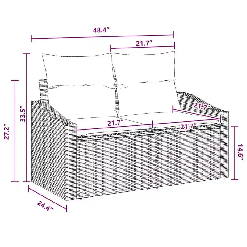 vidaXL Salon de jardin avec coussins 4 pcs Résine tressée marron - Rouge marron