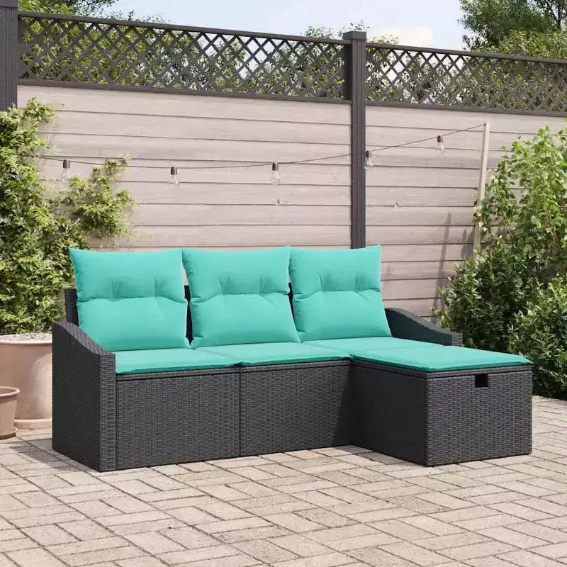 vidaXL Salon de jardin avec coussins 4 pcs Résine tressée marron - Rouge marron