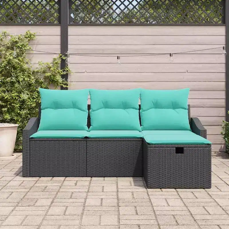 vidaXL Salon de jardin avec coussins 4 pcs Résine tressée marron - Rouge marron