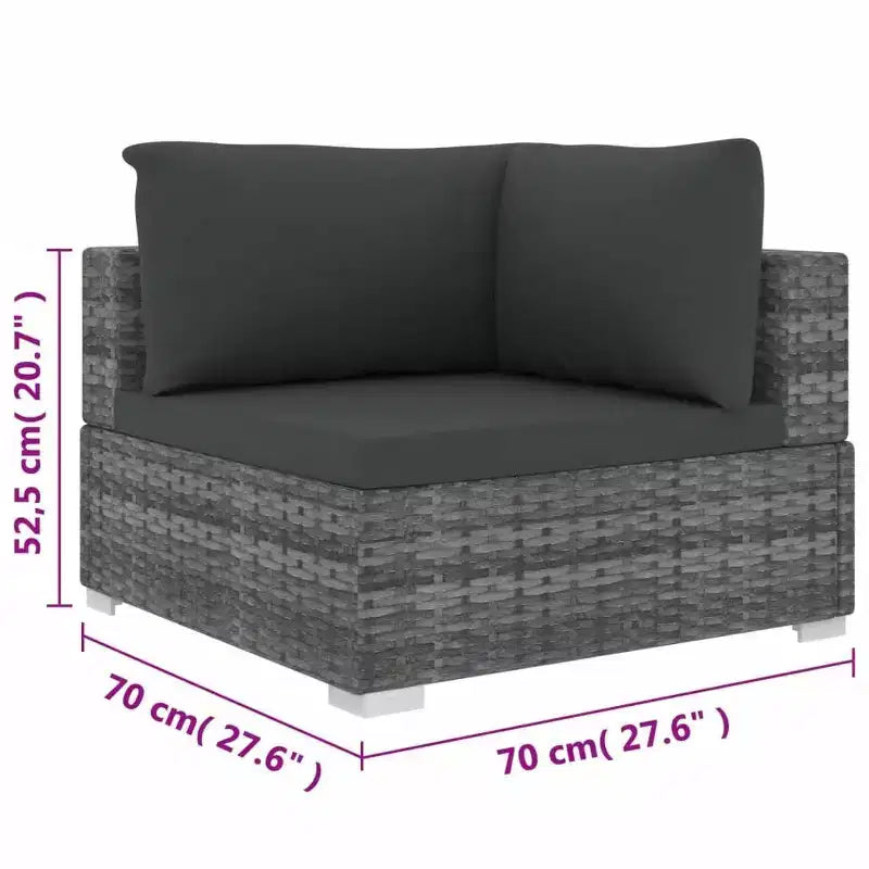 vidaXL Salon de jardin 4 pièces avec canapé modulable et table en résine tressée - Gris
