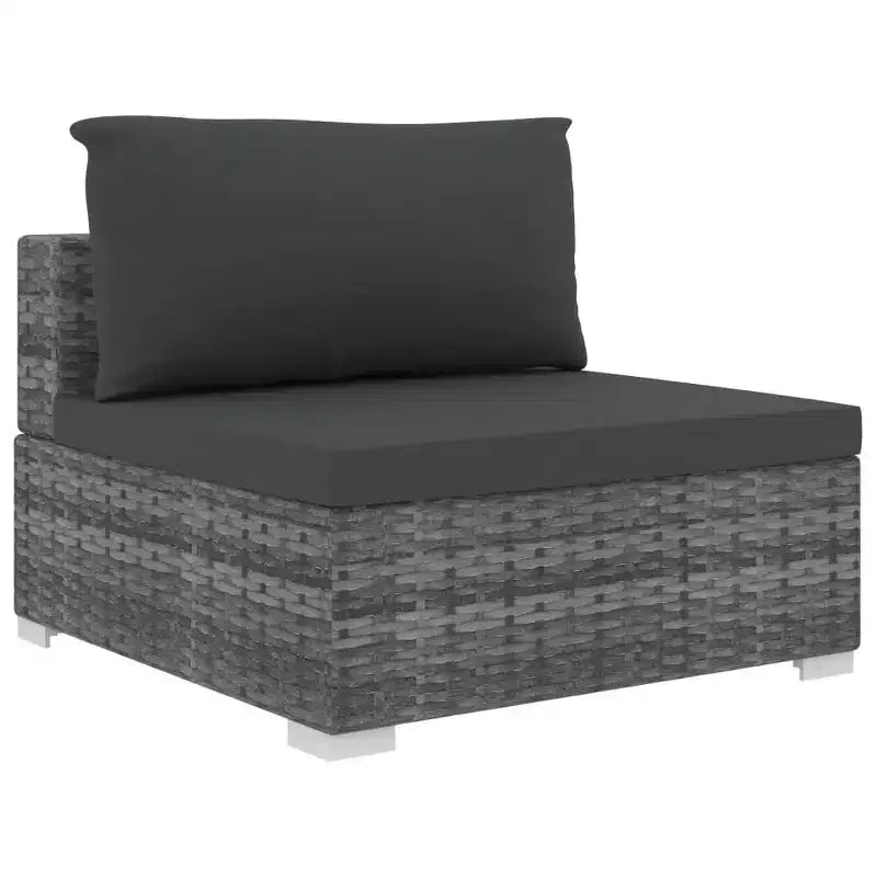 vidaXL Salon de jardin 4 pièces avec canapé modulable et table en résine tressée - Gris