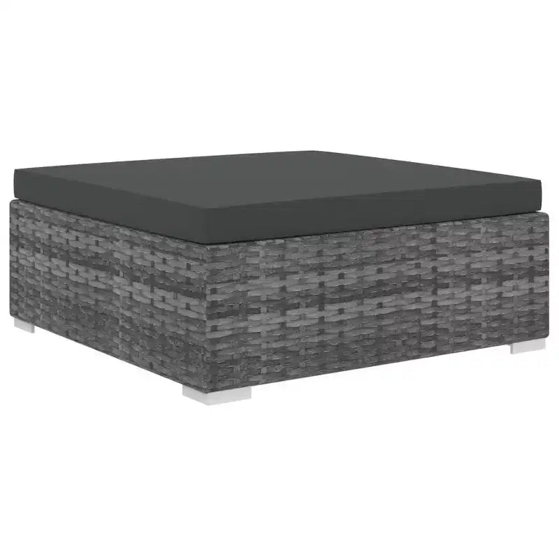 vidaXL Salon de jardin 4 pièces avec canapé modulable et table en résine tressée - Gris