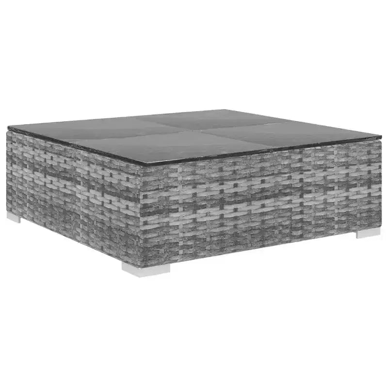 vidaXL Salon de jardin 4 pièces avec canapé modulable et table en résine tressée - Gris