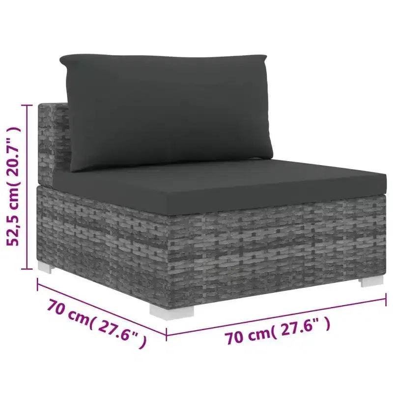 vidaXL Salon de jardin 4 pièces avec canapé modulable et table en résine tressée - Gris
