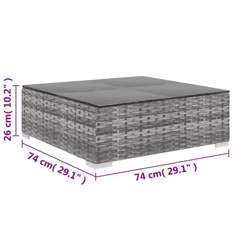 vidaXL Salon de jardin 4 pièces avec canapé modulable et table en résine tressée - Gris