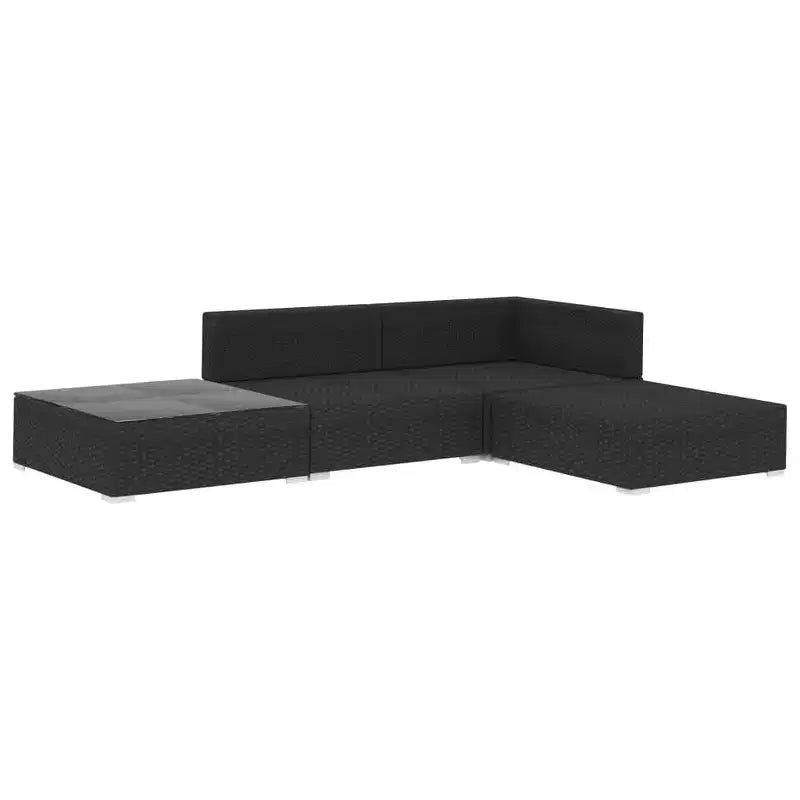vidaXL Salon de jardin 4 pièces avec canapé modulable et table en résine tressée - Gris