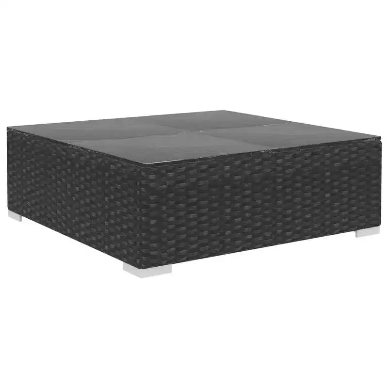 vidaXL Salon de jardin 4 pièces avec canapé modulable et table en résine tressée - Gris