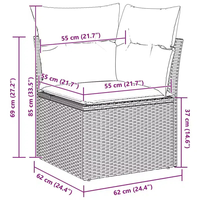 vidaXL Salon de jardin avec coussins 10 pcs Résine tressée marron