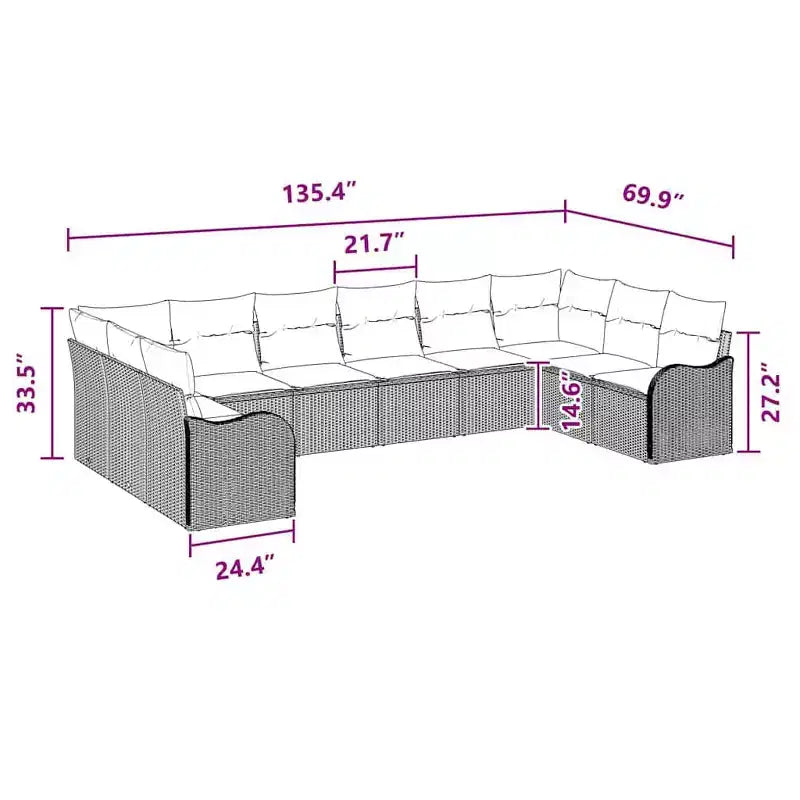 vidaXL Salon de jardin avec coussins 10 pcs Résine tressée marron