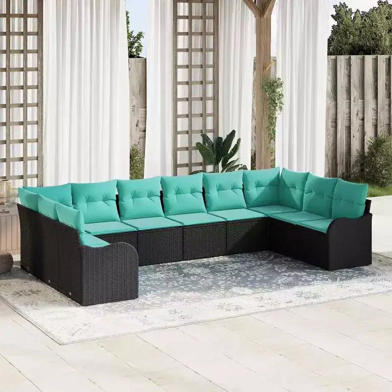 vidaXL Salon de jardin avec coussins 10 pcs Résine tressée marron