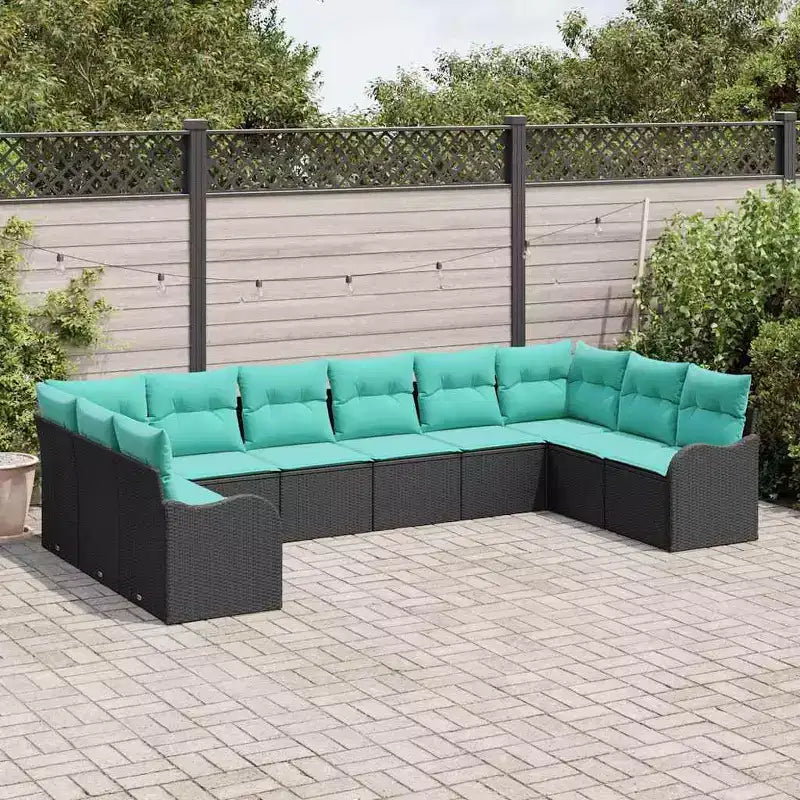 vidaXL Salon de jardin avec coussins 10 pcs Résine tressée marron