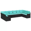 vidaXL Salon de jardin avec coussins 10 pcs Résine tressée marron