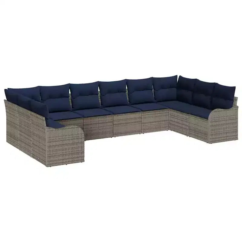 vidaXL Salon de jardin avec coussins 10 pcs Résine tressée marron