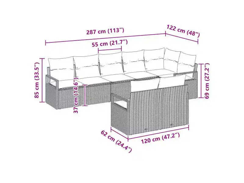 vidaXL Salon de jardin 8 pcs Marron résine tressée
