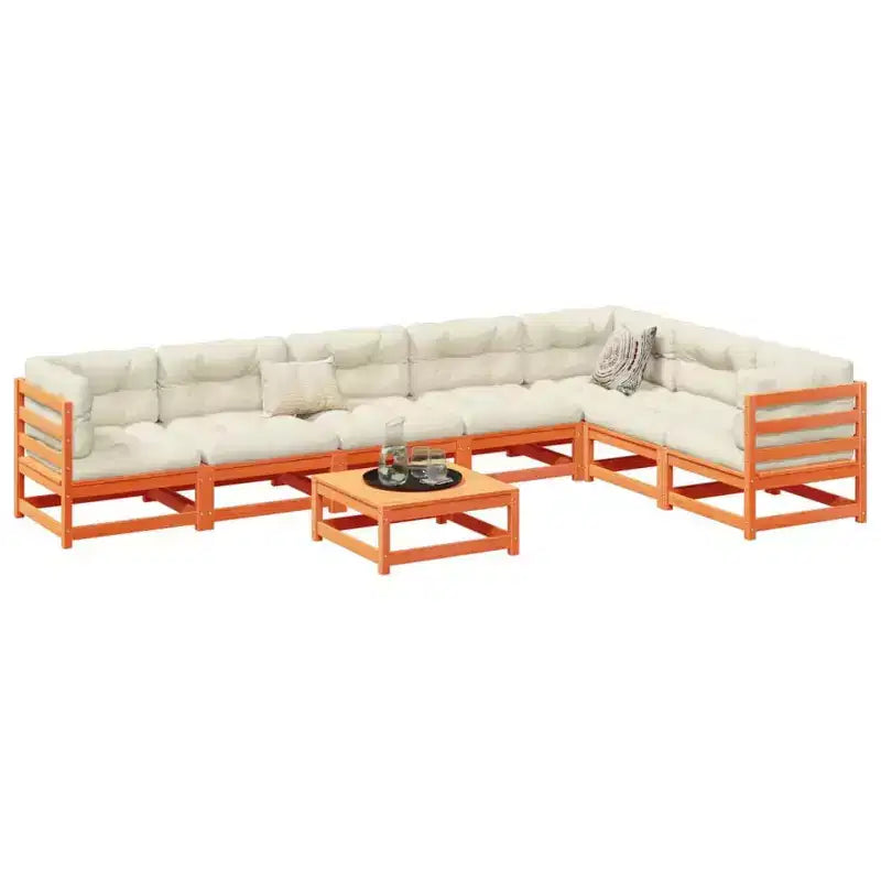 vidaXL Ensemble de canapés de jardin en bois de pin massif Grand canapé d'extérieur modulaire - Pin naturel sans coussin