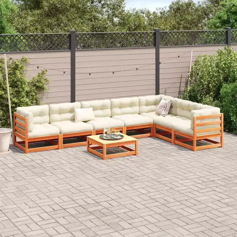 vidaXL Ensemble de canapés de jardin en bois de pin massif Grand canapé d'extérieur modulaire - Pin naturel sans coussin