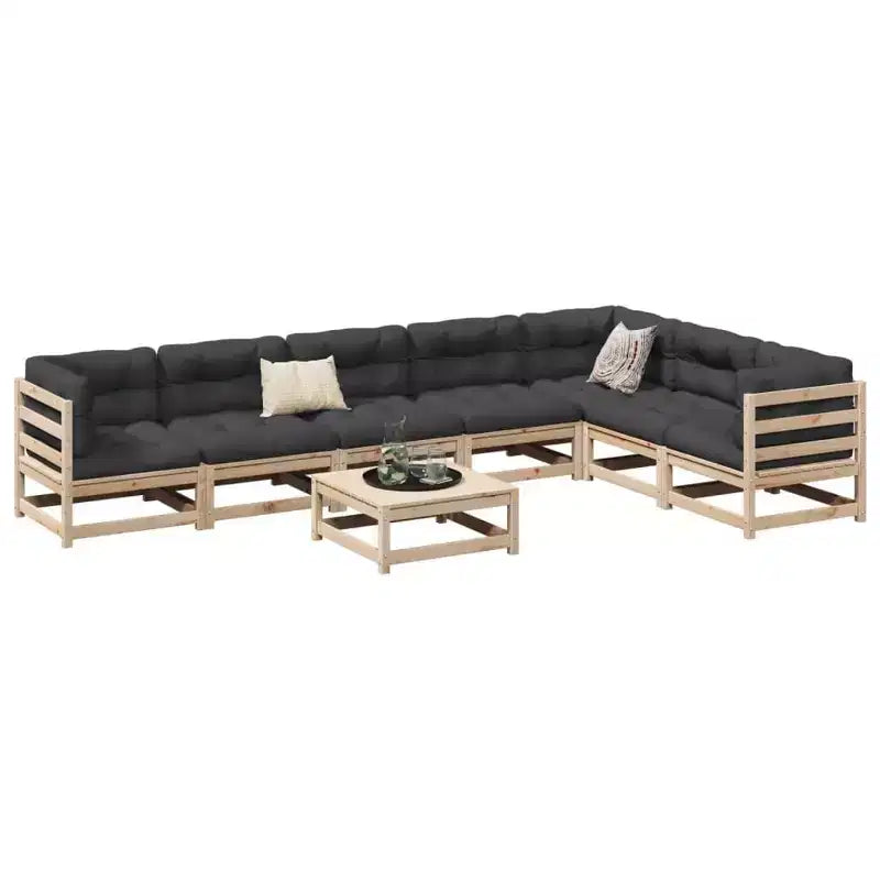 vidaXL Ensemble de canapés de jardin en bois de pin massif Grand canapé d'extérieur modulaire - Pin naturel sans coussin