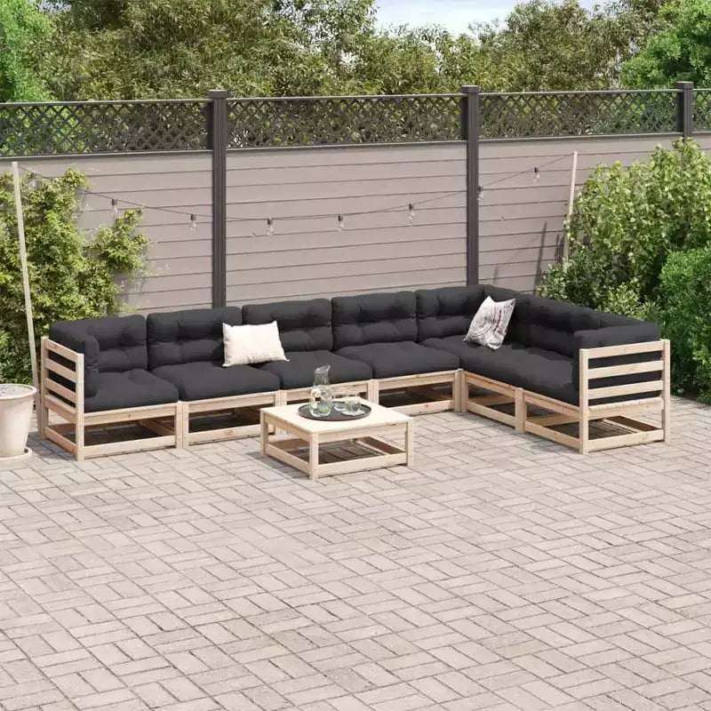 vidaXL Ensemble de canapés de jardin en bois de pin massif Grand canapé d'extérieur modulaire - Pin naturel sans coussin