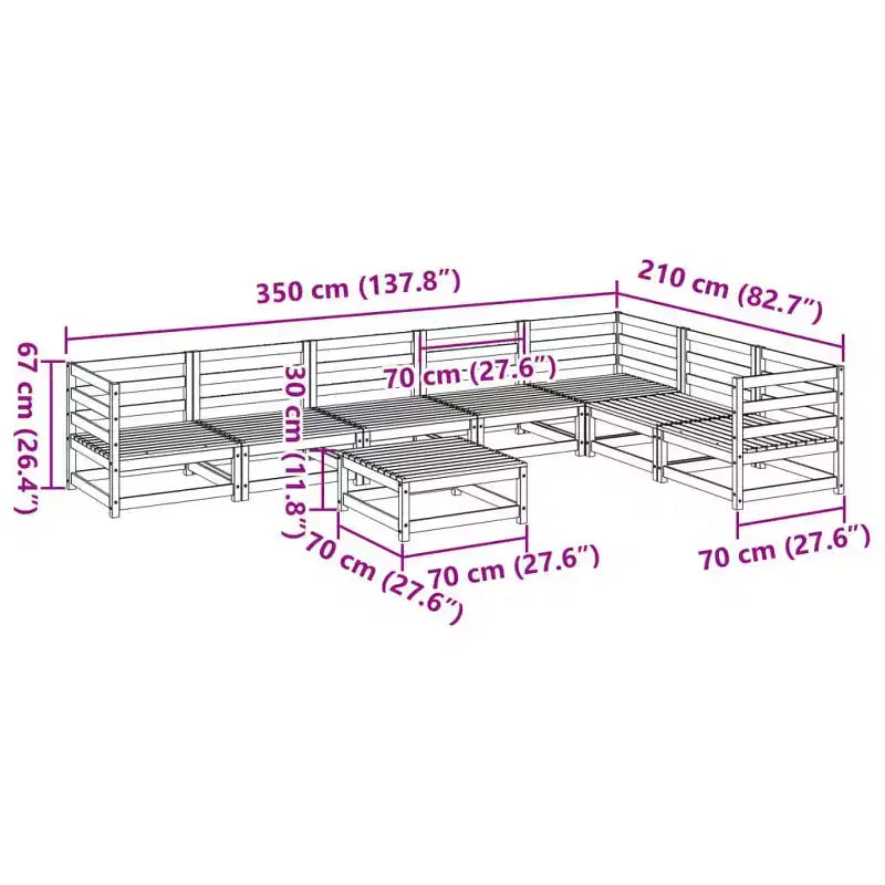 vidaXL Ensemble de canapés de jardin en bois de pin massif Grand canapé d'extérieur modulaire - Pin naturel sans coussin