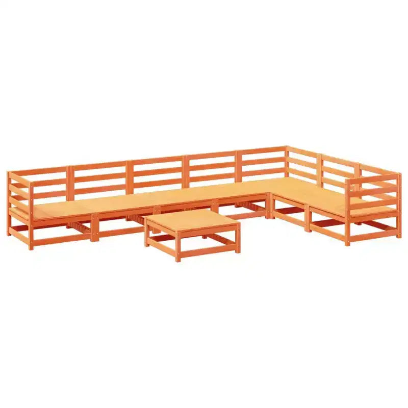 vidaXL Ensemble de canapés de jardin en bois de pin massif Grand canapé d'extérieur modulaire - Pin naturel sans coussin