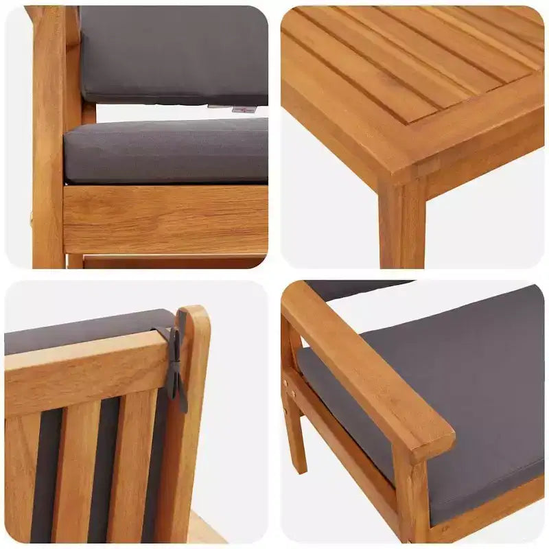 vidaXL Salon de jardin 4 pcs Marron 75 x 45 x 38cm Bois d'acacia massif