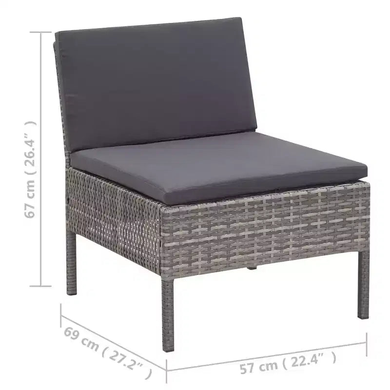 vidaXL Salon de jardin 3 pièces modulable avec table basse en rotin